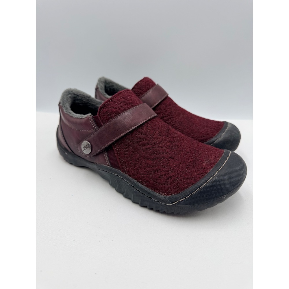 JBU Blakely Slip On Shoes Womens 6M Burgundy Excellent Faux Fur Memory Foam